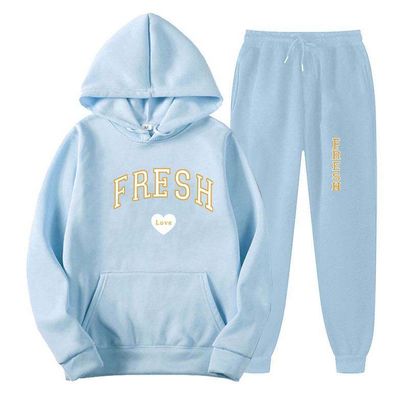Winter New Men's Casual Sports Loose Personalized Print Youth Fashion Trend Personal Wear Hoodie Set