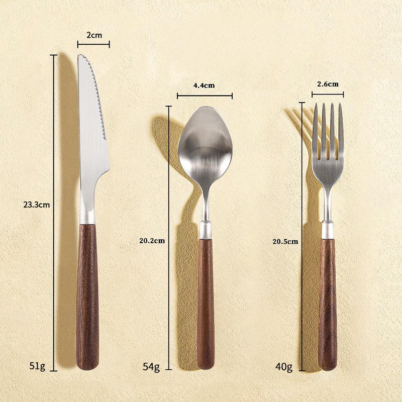 Qiwei 304 Stainless Steel Walnut Handle 3-Piece Cutlery Set