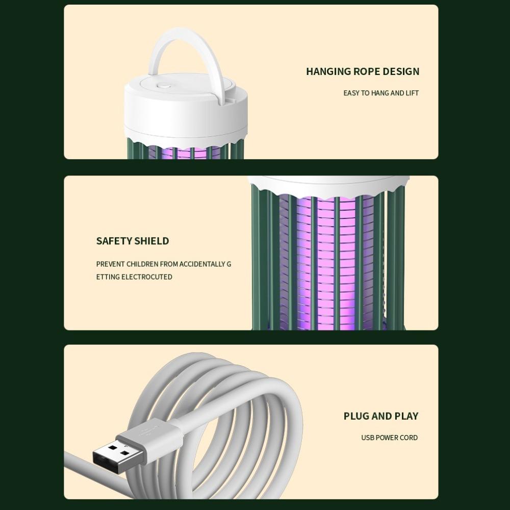USB Rechargeable Electric Mosquito Killer Lamp, Portable Wall-mounted Bug Zapper for Home Dorm Outdoor