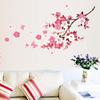 Removable Pink Color Butterflies Peach Blossom Pattern Wall Sticker for Living Room Bedroom