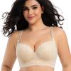 Large-sized Lace Bra Women's Seamless Sexy Underwear Gathering Bra Breast Retraction Anti-sagging Underwire Bra Deep V Bra