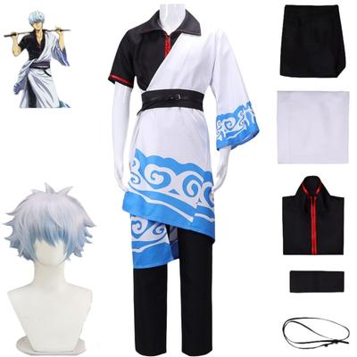 Sakata Gintoki Cosplay-Kostüme Gintama Anime Christmas'Day Party Cosplay-Kostüme Herrenbekleidung Schwarz-Weiß-Anzüge