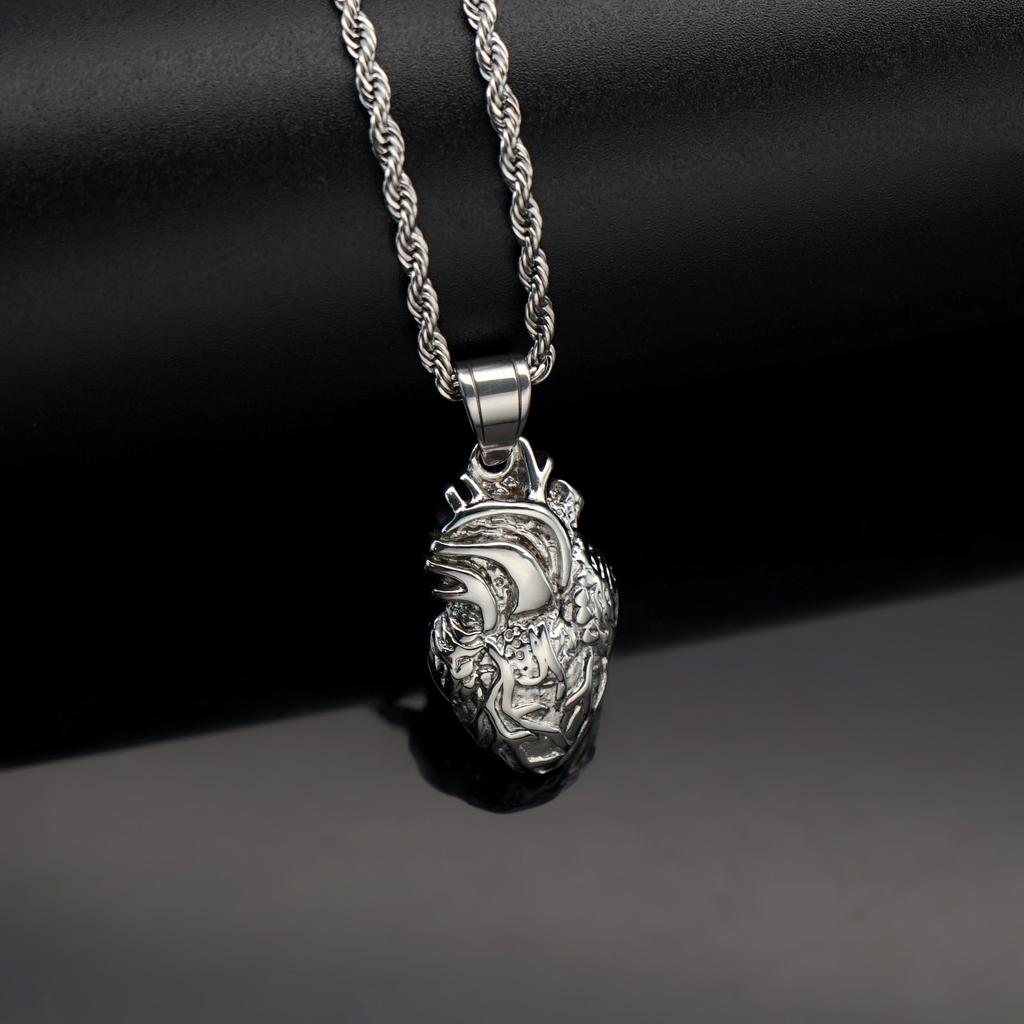 1pc Hip Hop Heart-shaped Pendant Retro Silver Gold Color Charms 316L Stainless Steel Accessories for Man Woman Jewelry Findings