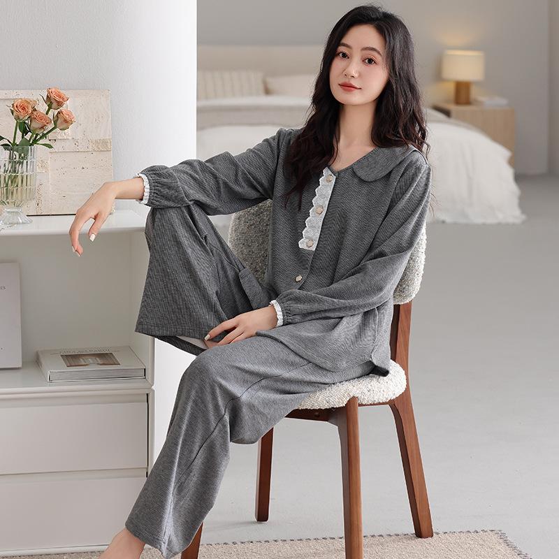Pajamas Women'S Autumn And Winter Double-Sided Polished German Velvet Long-Sleeved Warm Thin Velvet Loungewear Suit Can Be Worn Outside