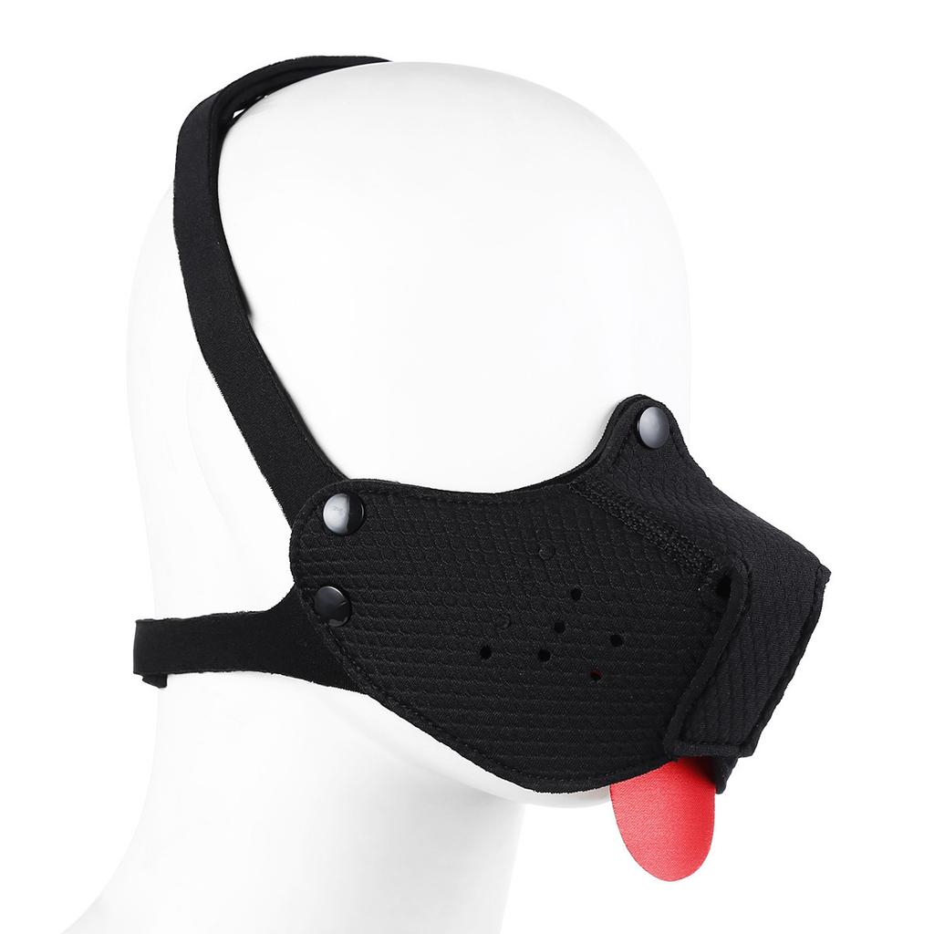 Puppy Play Dog Cosplay Mask Hood Half Face Bondage Muzzle Mask With Tongue Dog Slave Cosplay Dog Mouth