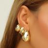 3PCS Fashion Simple Smooth Water Drop Women's Earrings Gold Exaggerated Irregular Shape Women's Gold Silver Daily Wear Accessori