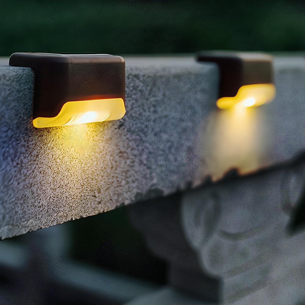4Pcs Solar LED Stair Wall Lamp Outdoor IP65 Waterproof For Courtyard Yard Patio Steps Fence Garden Pathway Lighting Night Light