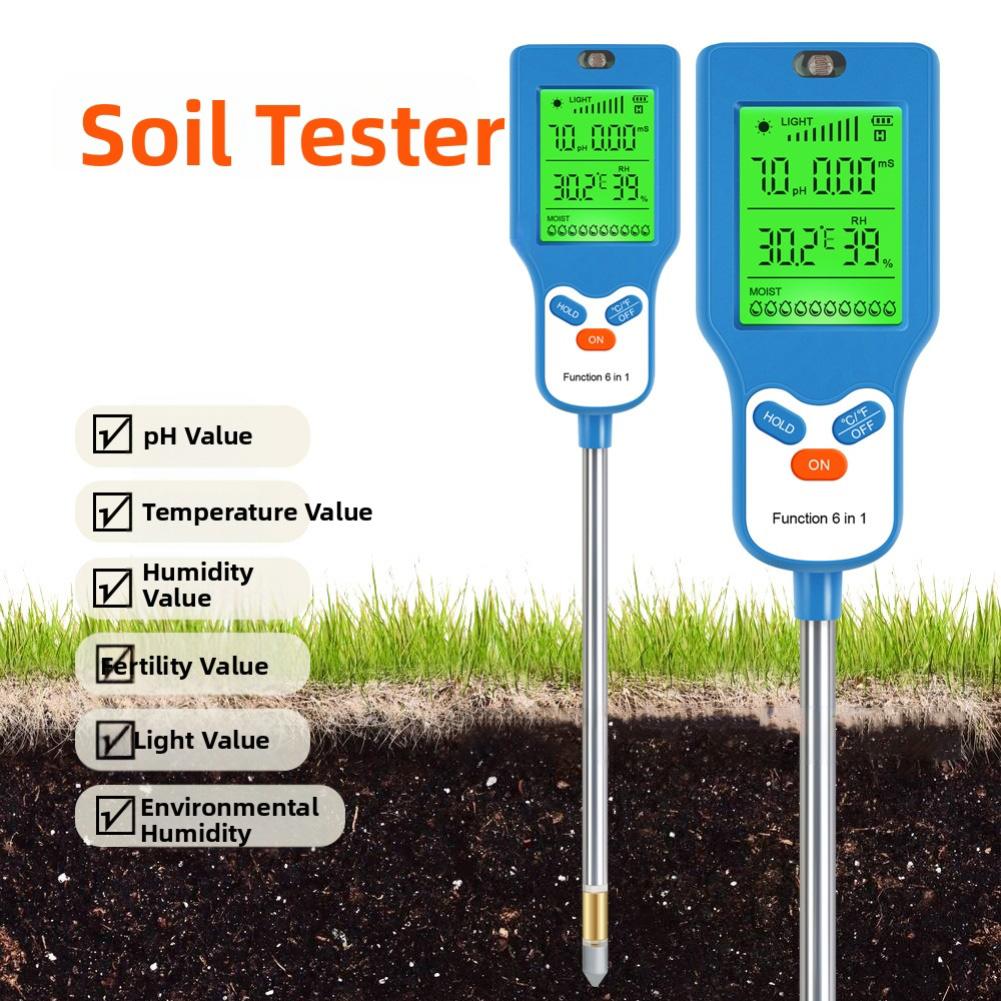 Garden Soil Analyzer Six-in-One Soil Instrument Blue User Friendly Soil Tester Comprehensive Soil Health Tester