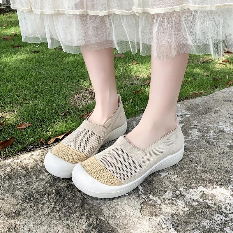Fashion 2025 New Ladies Shoes Slip-on Women's Flats Fashion Color Matching Hot Sale Casual Light Mesh Comfortable Flat Low Heels Zapatos