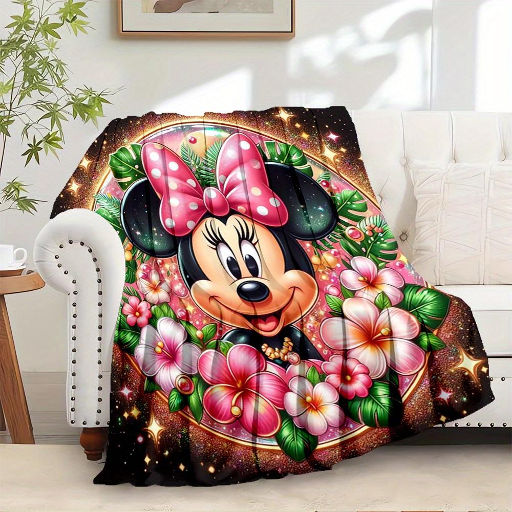 

1 PC Velvet Bedding Throw Blanket - Minnie Mouse Floral Design - Perfect for Sofa Cover, Home Decor Gift Idea, Cozy Warmth All Year Roundc10 130x150cm