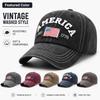 Casquette de Baseball Vintage en Coton Lavé pour Hommes Femmes Drapeau USA Brodé Casquette Papa Rétro Amérique 1776 Snapback Chapeaux de Soleil d'Extérieur