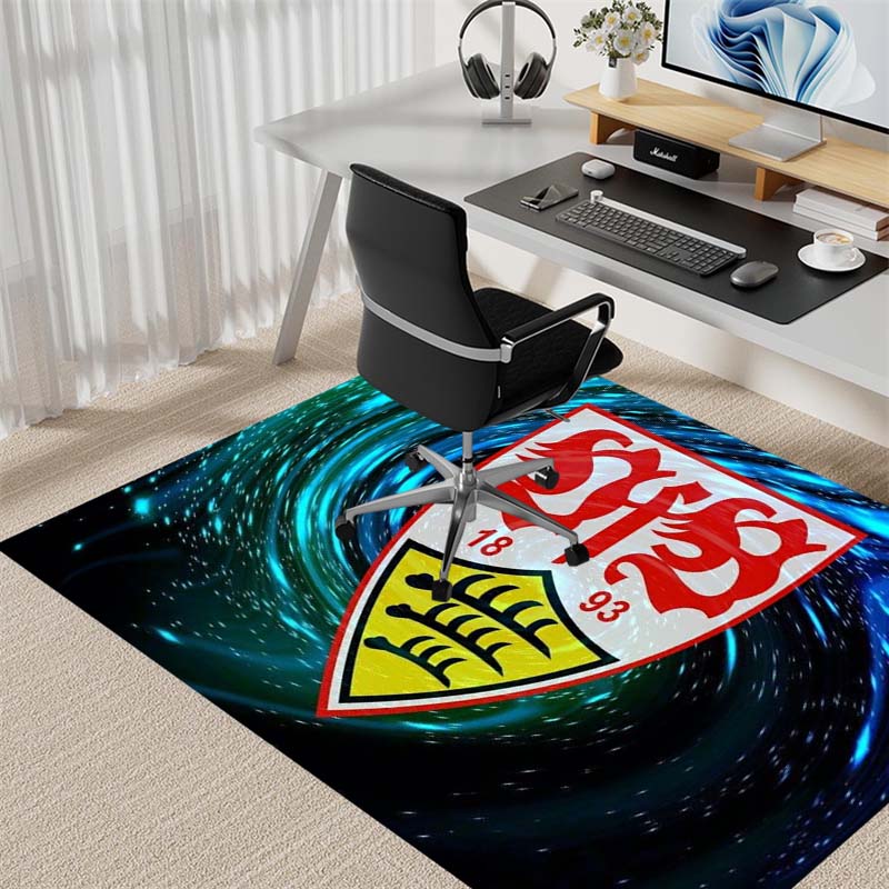 Soccer Club Crest Galaxy Swirl Starry Sky Print Area Rug Football Fan Non‑Slip Rectangular Floor Mat Game Room Living Bedroom Home Decor Rug