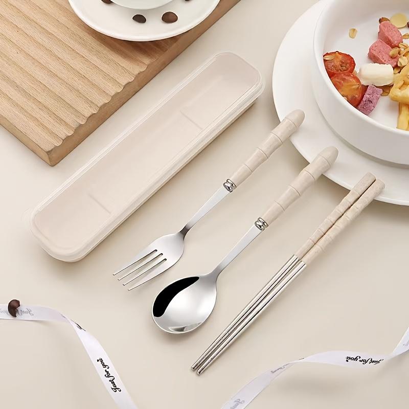 1 Set of Holiday Tableware - 3 Sets Stainless Steel Portable Cutlery (Chopsticks, Spoon, Fork) for Gatherings, Travels, Kitchens, Restaurants