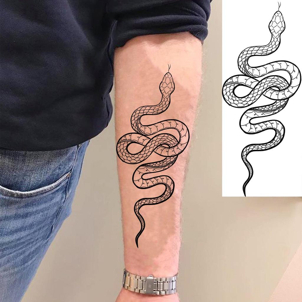 Waterproof Cross-border Snake & Dragon Skull Temporary Tattoo Stickers for Arm, European & American Design