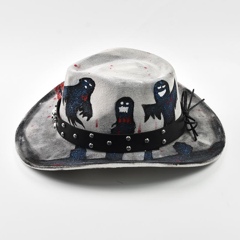 Halloween Skull Print Jazz hat Party Props Dress Up Hat Men Cosplay Costume Accessories