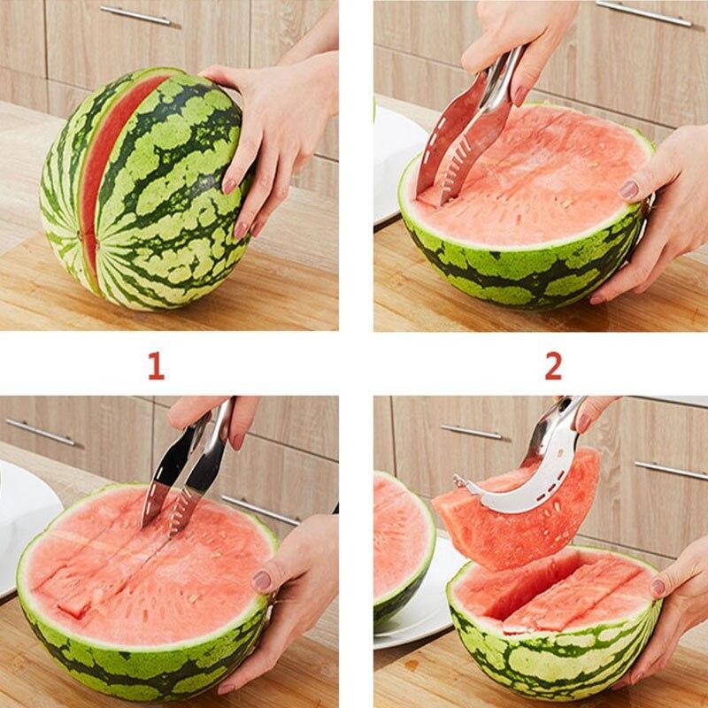 Cuchillo Cortador de Sandía Artefacto Cuchillo de Acero Inoxidable Descorazonador Herramientas para Frutas y Verduras Clip para Sandía Accesorios de Cocina