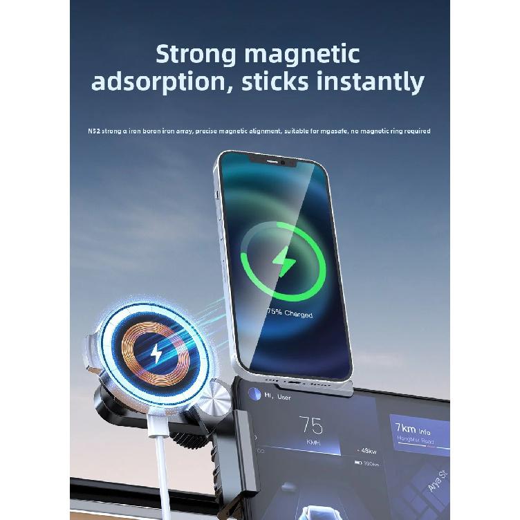 Center Console Screen Corner Magnetic Phone Holder Bracket for Tesla Model 3 X S Y Juniper Highland 2025 Wireless Charger Stand