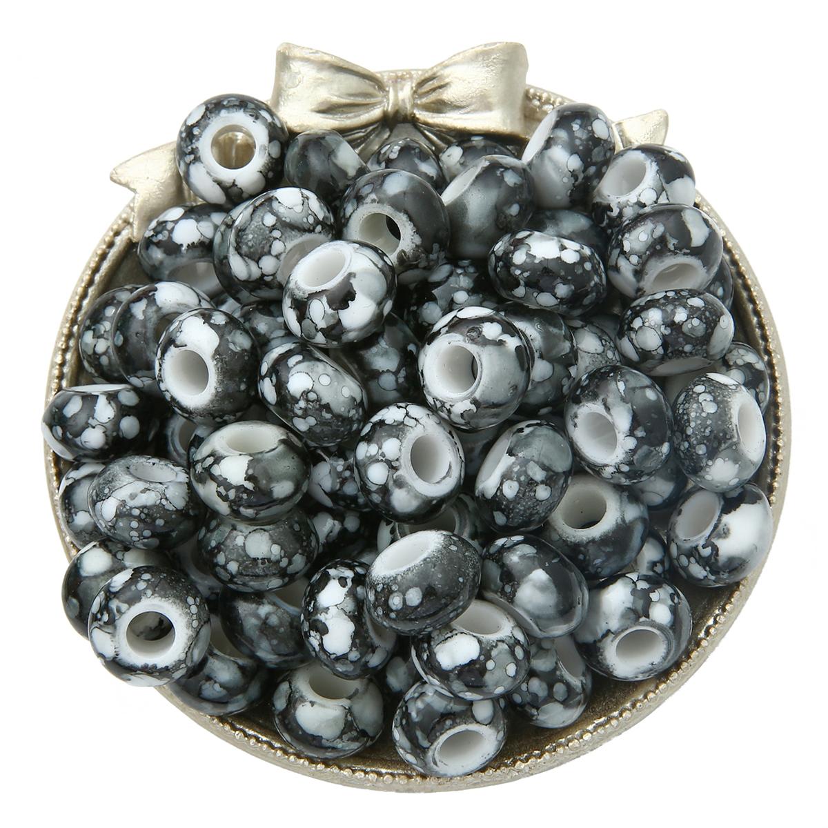 

30 шт. 15x9 мм акриловые бусины в форме цветка с большим отверстием, сплюснутые бусины в форме колеса, свободные бусины-разделители для изготовления ювелирных изделий чёрный