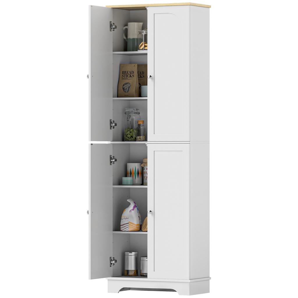 Kitchen Cupboard Kitchen Auxiliary Cabinet with 4 Doors and Adjustable Shelves for Dining Room Living Room 60x30x183 Cm White