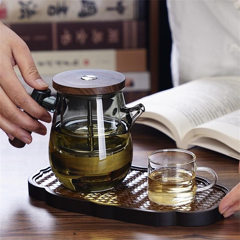 600ml One Tough Tea Filtering High Borosilicate Glass Teapot Lazy Household Brewing Tea Kettle Kung Fu Teaware Set