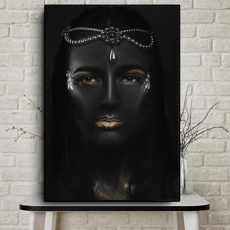 Sexy African Art Black and Gold Nude Woman Oil Painting On Canvas Cuadros Posters and Prints Wall Art Picture for Living Room