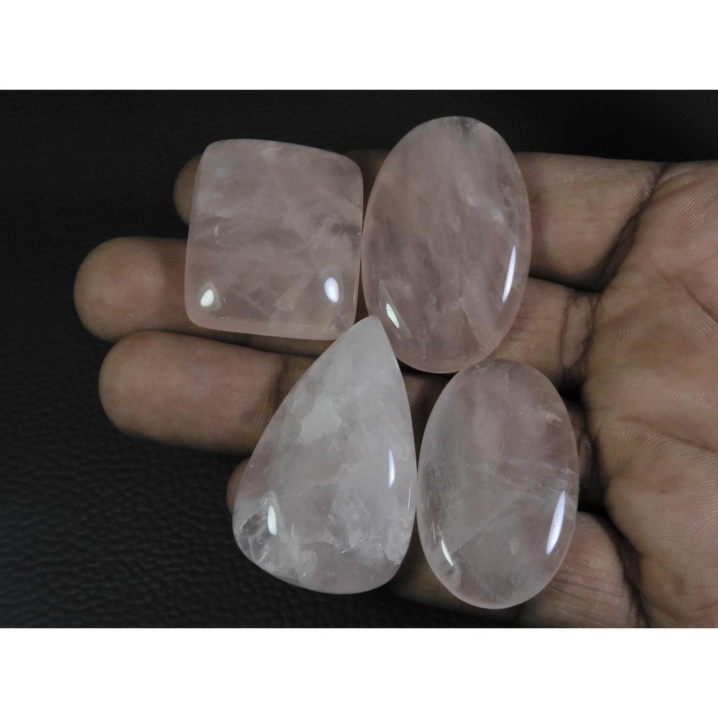 4Pcs Natural Baby Pink Rose Quartz Mix Cabochon Loose Gemstone Lot 286Cts. A-754