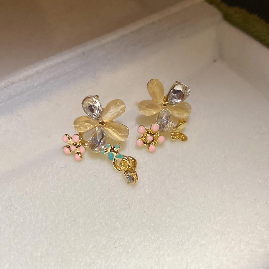 Crystal Stone Flower Butterfly Earrings Elegant Jewelry