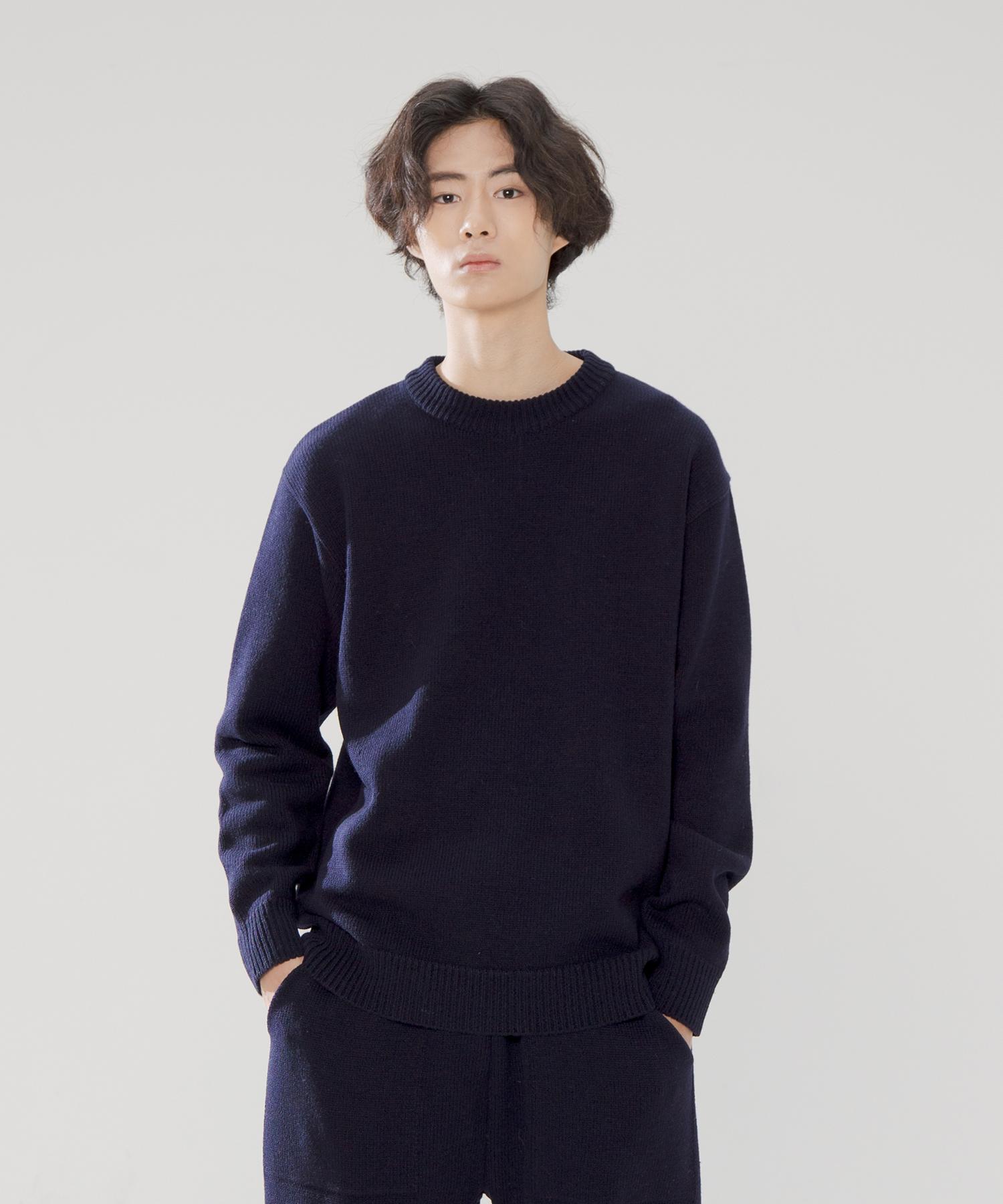 Testament Wool Blend Plain Knit (Navy) M
