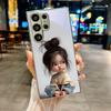 Cute Cartoon Girl Electroplated Silver Phone Case For Samsung Galaxy S26 S25 S24 S23 S22 S21 S20 Ultra Plus FE S26+ Glass Cover