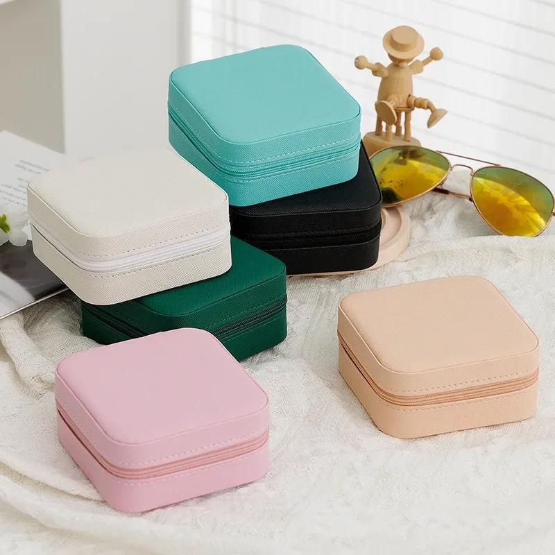 Mini PU Jewelry Box - Portable Ring Earring Organizer Case, Small Jewelry Storage Pouch for Travel & Home Use