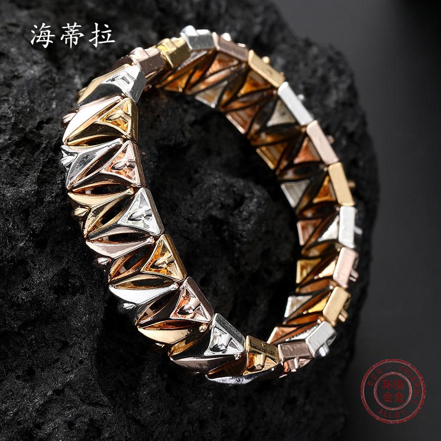 New Three-color Angel Splicing Environmentally Friendly Alloy Elastic Bracelet, Versatile Jewelry