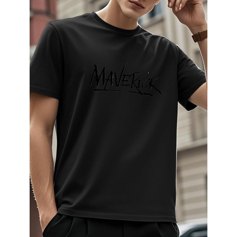 Pánské tričko s potiskem Maverick - MAVERICK Streetwear tričko, Krátký rukáv, Kulatý výstřih, Ležérní letní top, Lze prát v pračce pro každodenní nošení a vrstvení