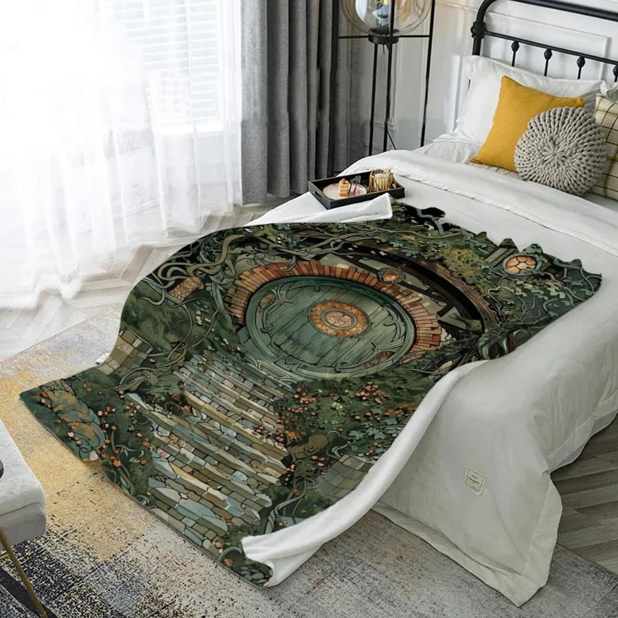 

Hobbit Door Design Microfiber Flannel Cover Blanket Bedroom Living Room Sofa Soft And Comfortable Home Decoration 75x90cm