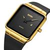 Square Watch Men Leather Strap Black Simple Slim Stylish Wristwatch Gentleman Waterproof Business Casual Male Gift Gold Black