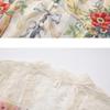 2026 Spring/Summer Resort-Style V-Neck Puff Sleeve Lace-Panel Printed Long Maxi Dress