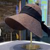 Japanese Cotton And Linen Big Eaves Bucket Hat For Women'S Summer Outdoor Sun Protection, Small Foldable Sun Hat