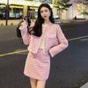 Herbst und Winter Neu Leichter Luxus Kleiner Duft Verdickt High-End Anzug Rock Wollig Rosa Promi Temperament Mantel Damen