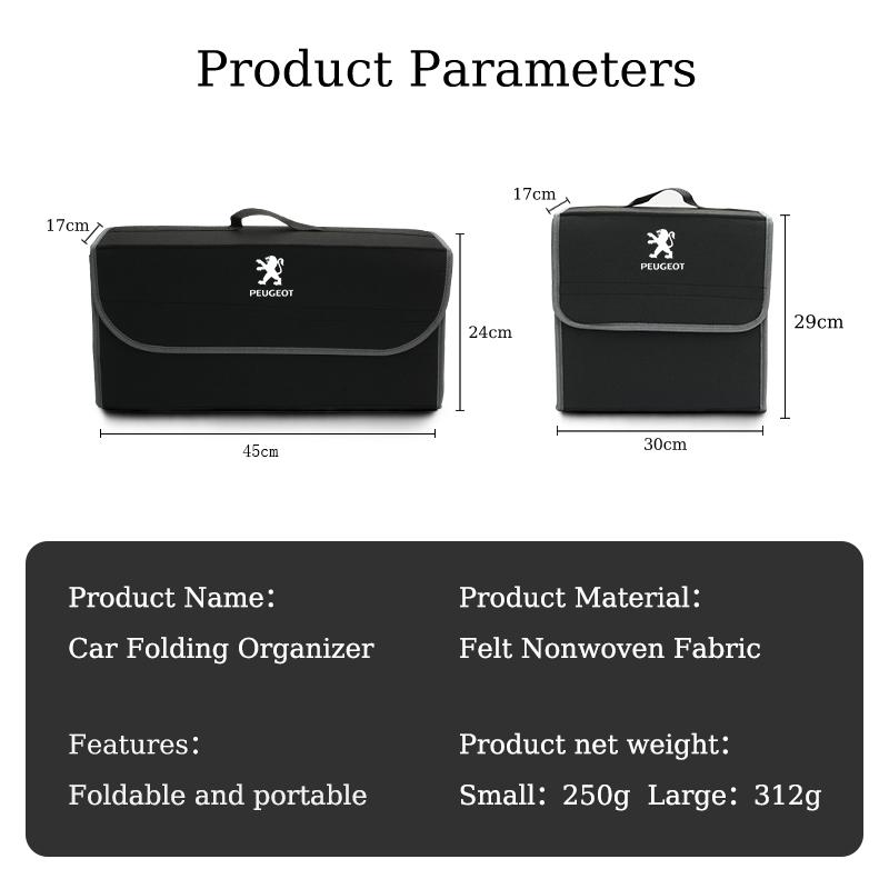 Car Trunk Storage Box Organizer Foldable Stowing Tidying Container Bag For Peugeot 407 508 2008S 5008 307 308 3008 206 207 208