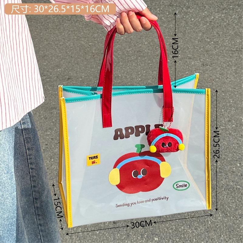 Jelly Beach Bag Cartoon Tote Bag Cute Transparent Waterproof Travel Tote Bag Shoulder Bag
