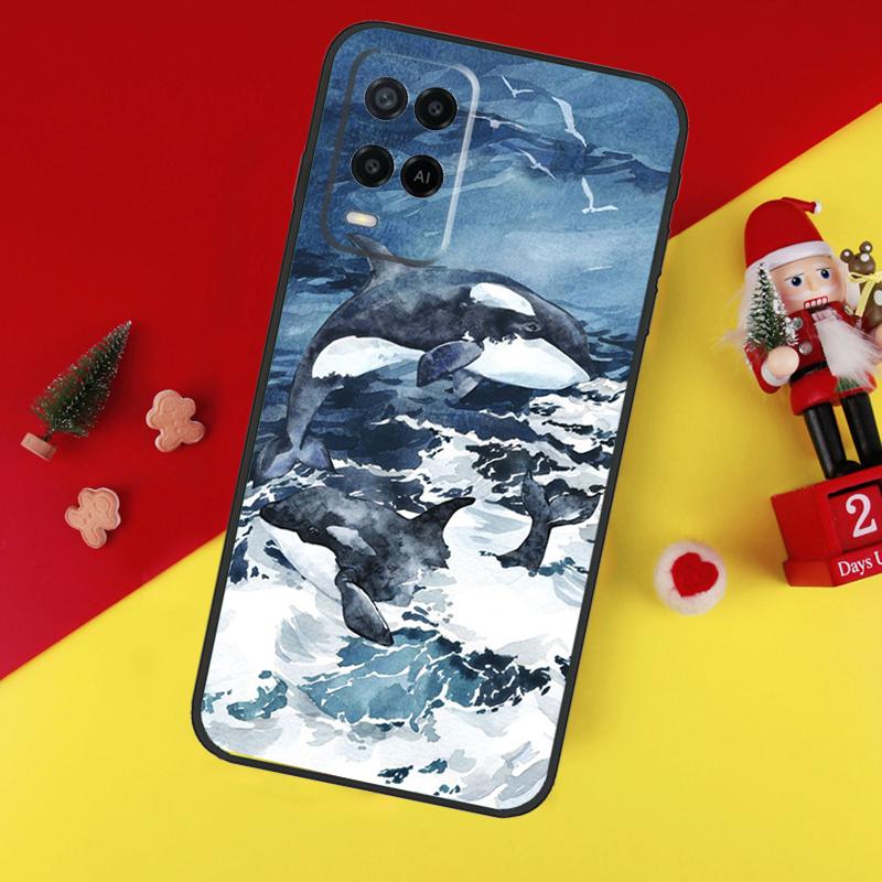 Shark and Killer Whale Case For Oppo A80 A60 A40 A15 A16 A17 A57 A94 A74 A54 A76 A96 A18 A38 A58 A78 A98 A6 A5 Pro