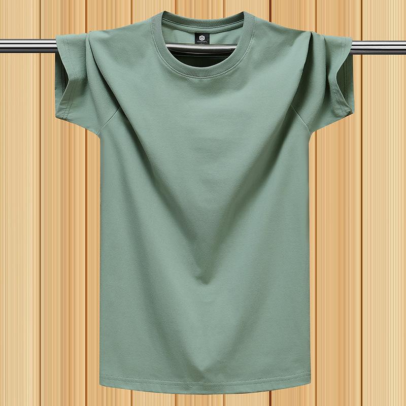 Yoghurt Zomer-T-shirt van 100% katoen voor heren � losse pasvorm, ademend effen gekleurd T-shirt voor buitensporten en fitnessoefeningen XL groen