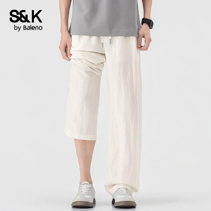 Baleno Men's S&K Lightweight Tencel Lyocell Linen Blend Straight Casual Pants