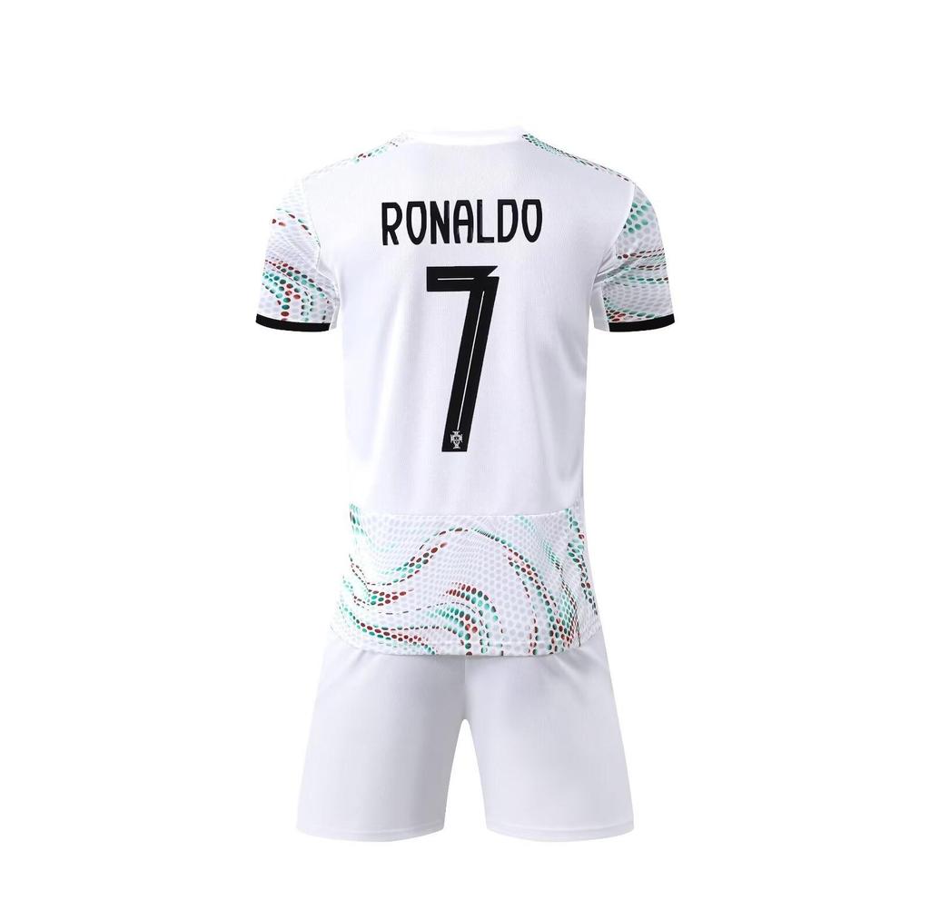 Portugal Uit Wit Nee. 7 Ronaldo Voetbalshirt, Maten 14-3XL voor Kinderen & Volwassenen
