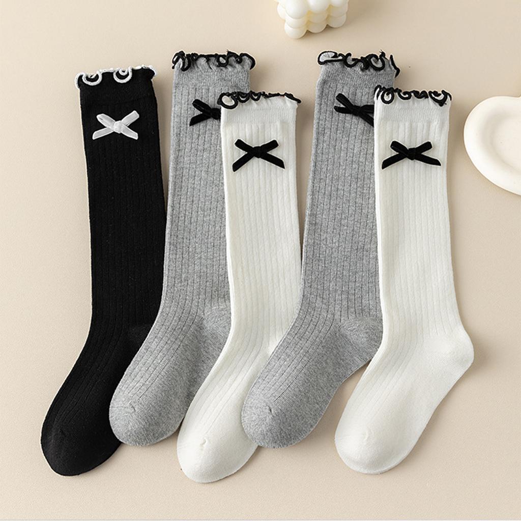 Girls Knee High Socks with Lace Trim and for School and Everyday Wear