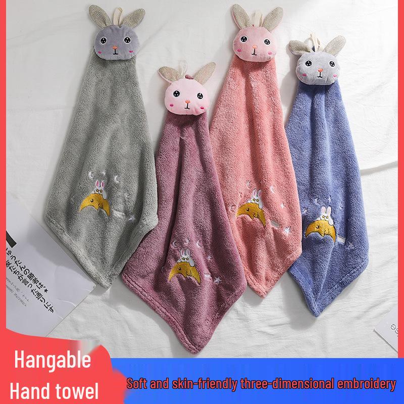 

Coral Fleece Quick-Drying Cartoon Hand Towel - Thick, Absorbent, and Cute for Kitchen & Bathroom 40g【40*40】 темно-фіолетовий колір