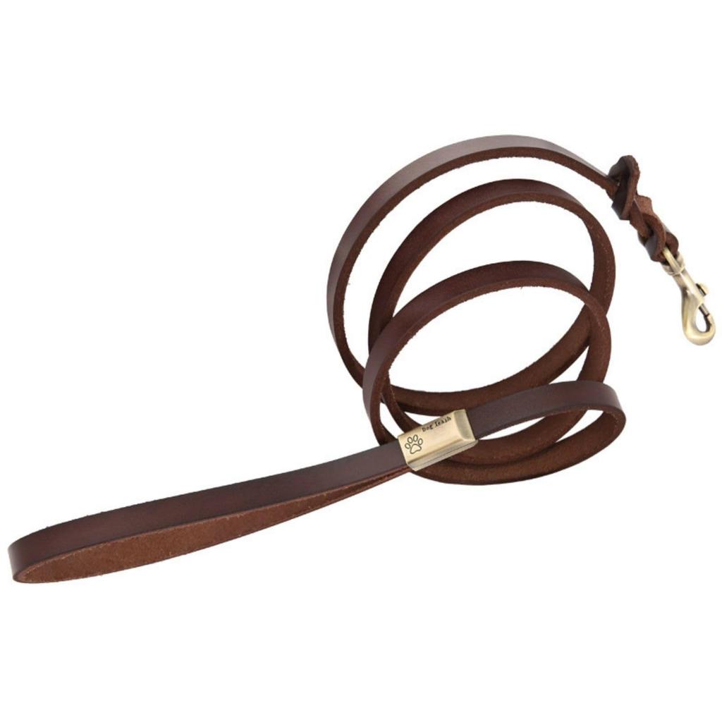 Lead for Small and Medium Sized Leather Coffee Dogs, Dogs, Leash, 1.3m (M, Brown)