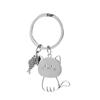 Creative Stainless Steel Cartoon Cat Couple Keychain - Cute & Simple Design