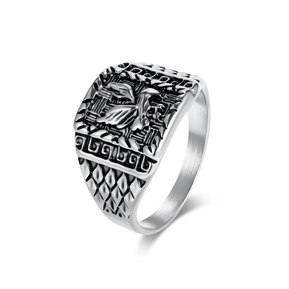 Vintage Spreading Eagle Stainless Steel Ring for Men Gold Plated Jewelry New