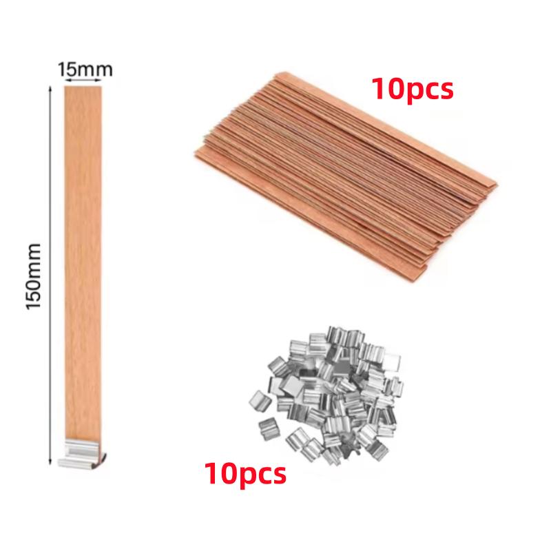 10/30pcs Wooden Candle Wick Set With Clip Base Smokeless Candle Wicks for DIY Paraffin Candle Jar Making Candle Making Supplies