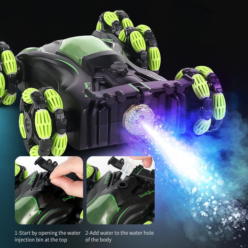 Sześciokołowy samochód do akrobacji w sprayu, zdalnie sterowany, zabawka dla dzieci, samochód sportowy z napędem na cztery koła, szybki, terenowy, wspinaczkowy, zdeformowany